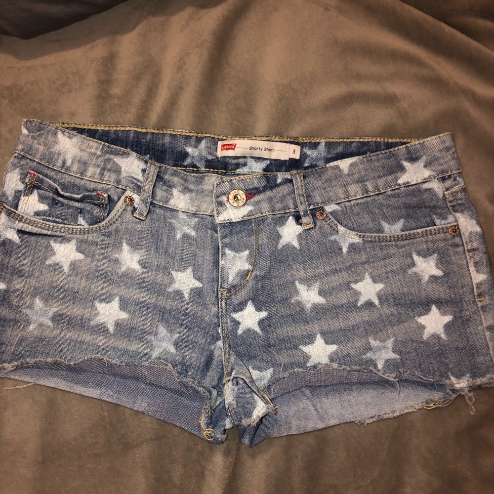 Blue jean shorts with stars